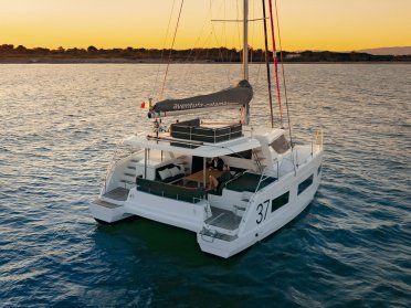 Sunset on a catamaran in La Manga del Mar Menor